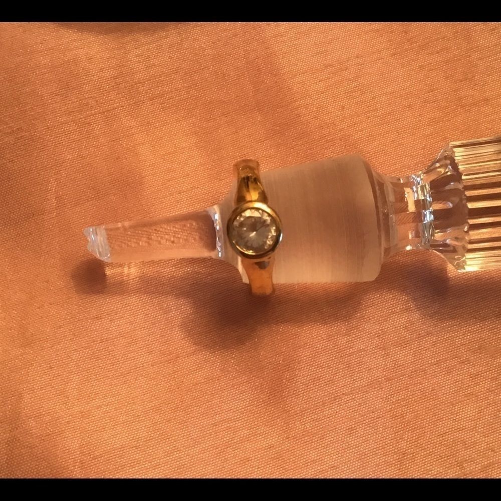 Goldtone Round Bezel Set CZ Ring